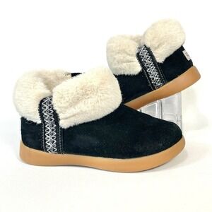 UGG Dreamee 1143659T Toddler 10 Black Suede Faux Fur Ankle Boots Zip Booties